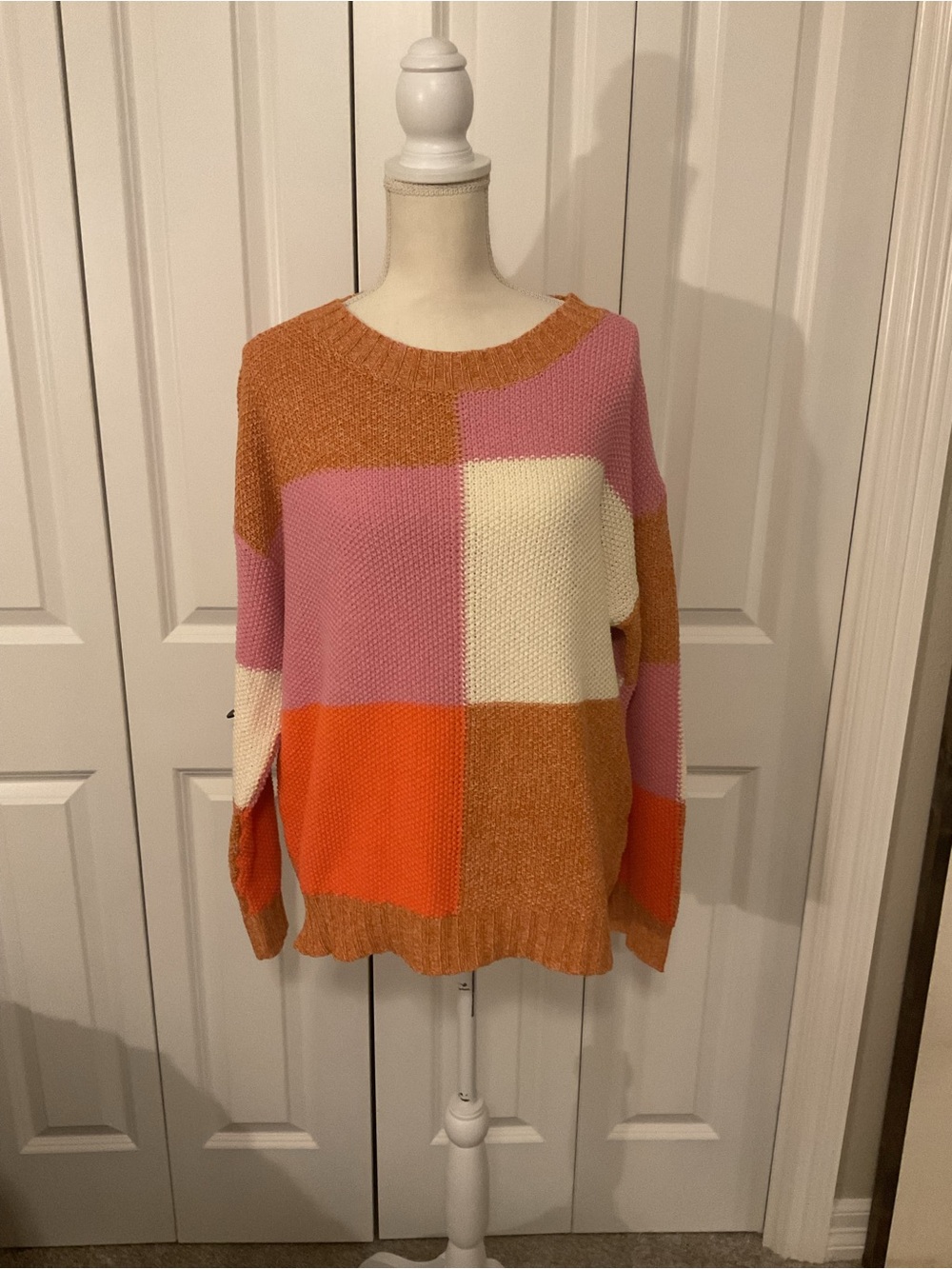 BiBi ColorBlock Checkered Sweater Size Large NWOT - Picture 2 of 13